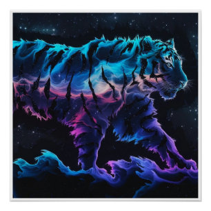 Abstract Tiger Conceptual Ink Art in Alcohol Paint Poster