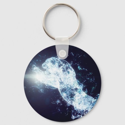 Abstract tiger made of water splashes keychain