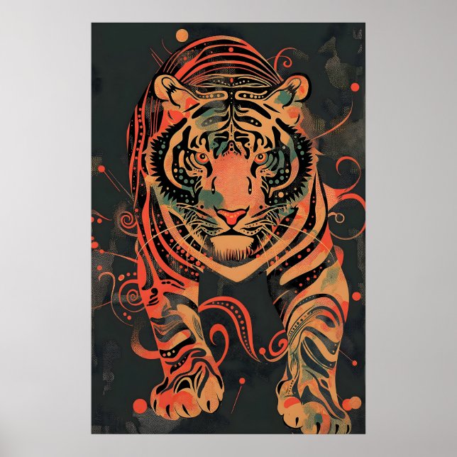 Abstract Tiger Print Tribal Jungle Illustration (Front)
