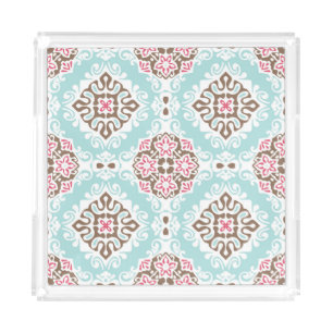 Abstract Tiled: Vintage Seamless Pattern Acrylic Tray