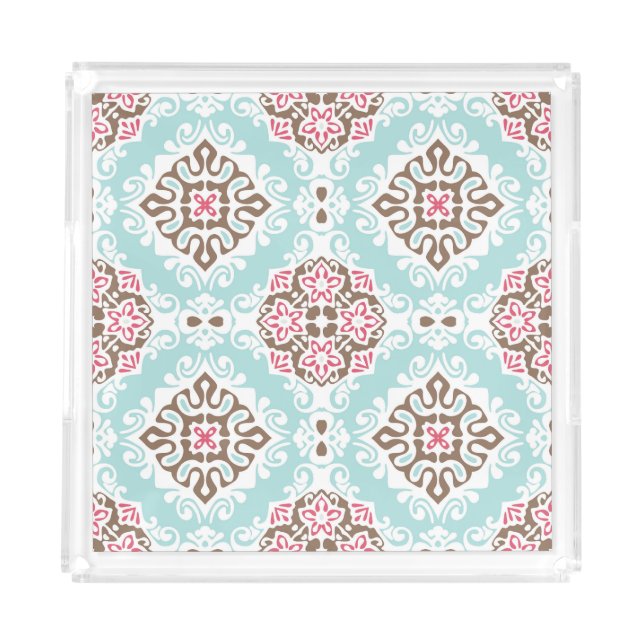Abstract Tiled: Vintage Seamless Pattern Acrylic Tray (Front)