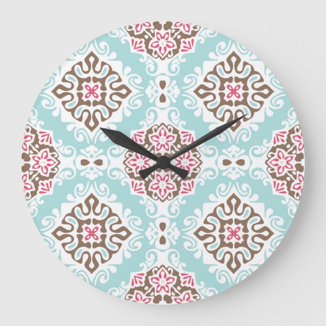 Abstract Tiled: Vintage Seamless Pattern Large Clock (Front)