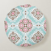 Abstract Tiled: Vintage Seamless Pattern Round Pillow (Back)