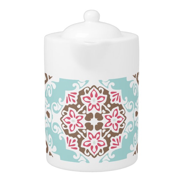 Abstract Tiled: Vintage Seamless Pattern Teapot (Front)