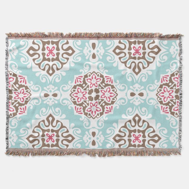 Abstract Tiled: Vintage Seamless Pattern Throw Blanket (Front)