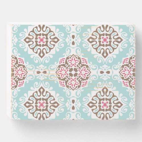 Abstract Tiled Vintage Seamless Pattern Wooden Box Sign