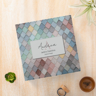 Abstract Tiles Monogrammed Office 3 Ring Binder