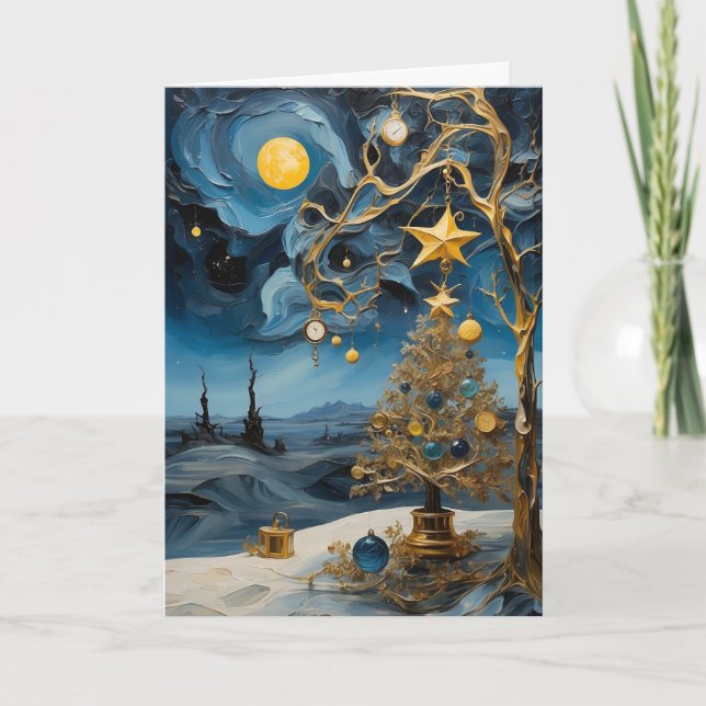 Abstract Time Art Card | Modern Christmas Greeting (Front)