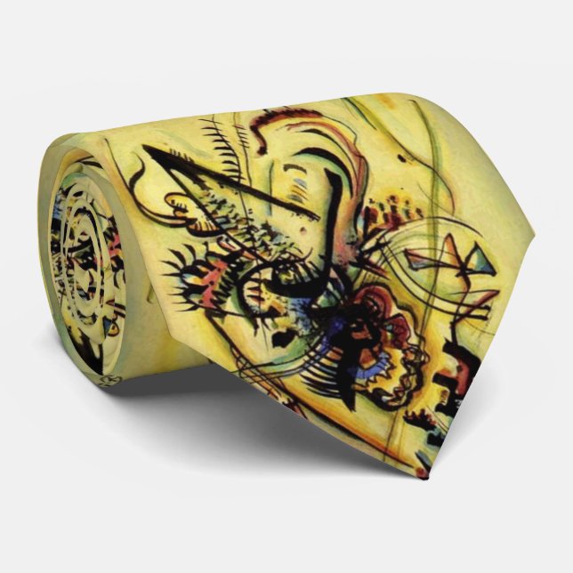 Abstract To the Unknown Voice Painting Kandinsky Neck Tie (Rolled)