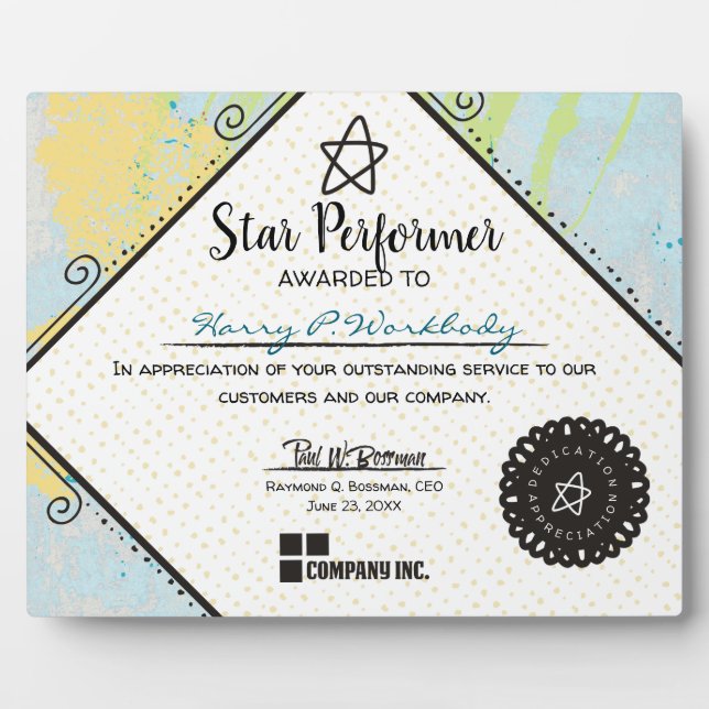 abstract top performer employee appreciation award plaque (Front)