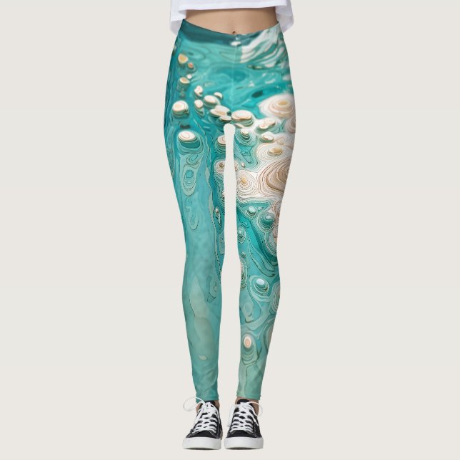 Abstract Topographic Ocean Art Leggings (Front)