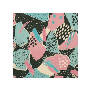 Abstract Torn Paper, Retro Collage. Wood Wall Art