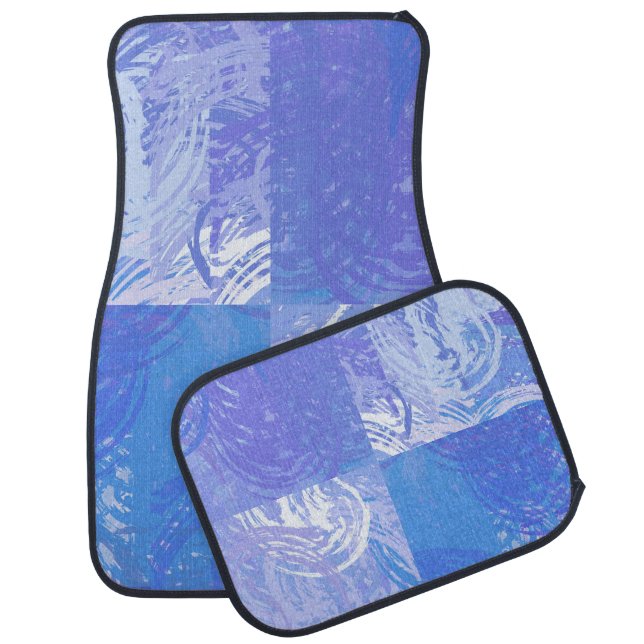 Abstract Tossed Turquoise and Purple Car Floor Mat (Set)