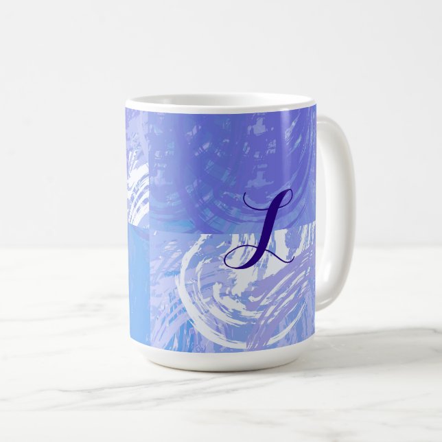 Abstract Tossed Turquoise and Purple Coffee Mug (Front Right)