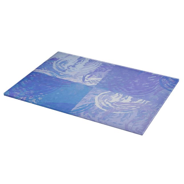 Abstract Tossed Turquoise and Purple Cutting Board (Corner)