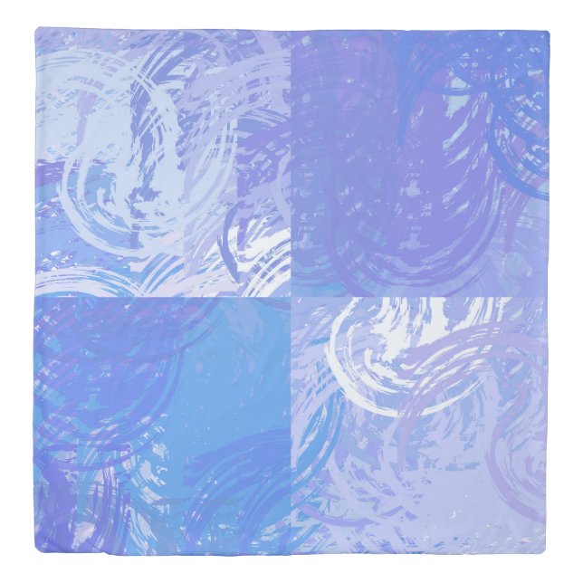Abstract Tossed Turquoise and Purple Duvet Cover (Front)