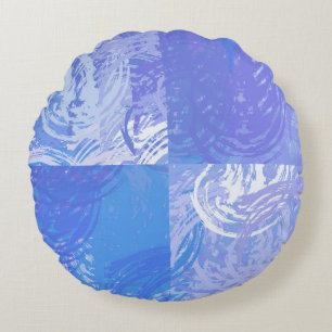 Abstract Tossed Turquoise and Purple Round Pillow