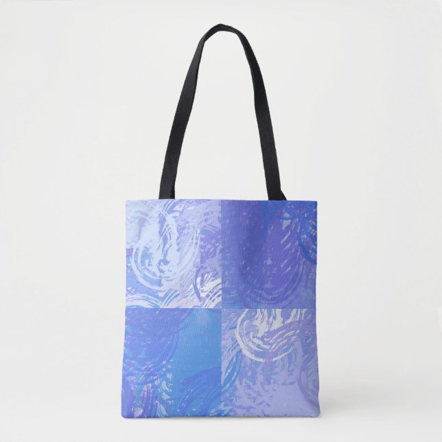 Abstract Tossed Turquoise and Purple Tote Bag (Front)