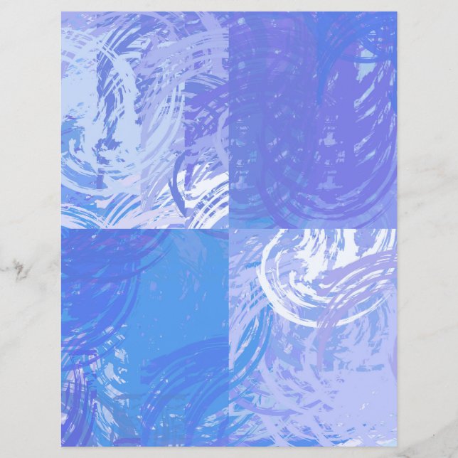 Abstract Tossed Turquoise Purple Scrapbook Paper (Front)