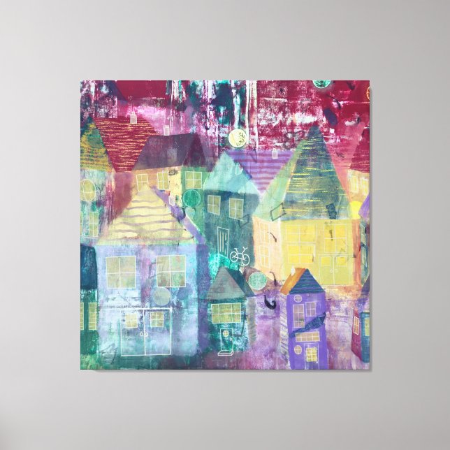 Abstract Townscape at Night Canvas Print (Front)