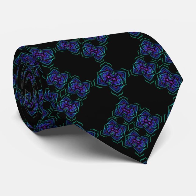 Abstract Translucent Layered Line Repeat Pattern Neck Tie (Rolled)