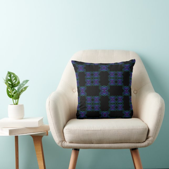 Abstract Translucent Layered Line Repeat Pattern Throw Pillow (Chair)