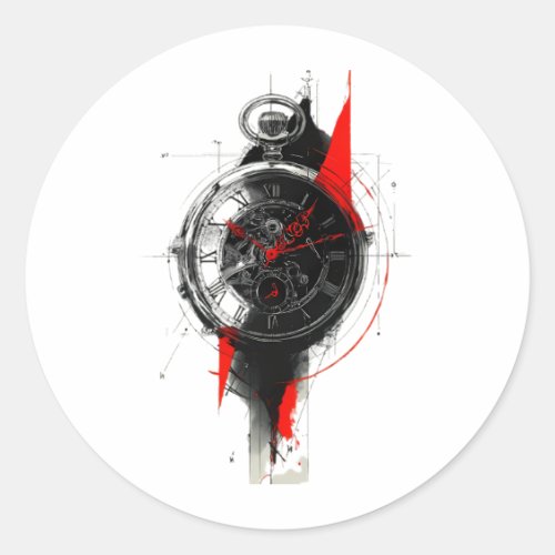 Abstract Trash Polka Pocket Watch Sticker