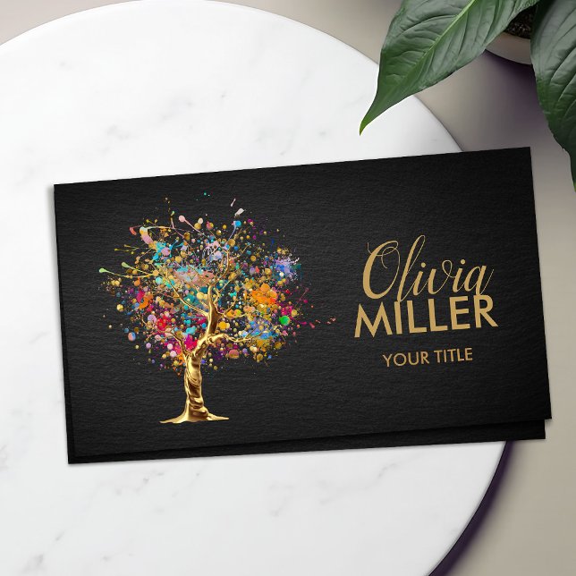 Abstract Tree - Colorful Splatter  Business Card (Creator Uploaded)
