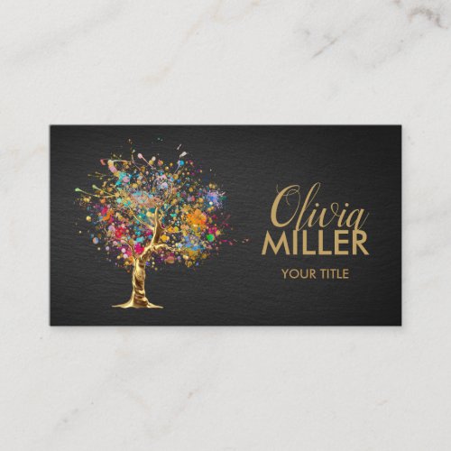 Abstract Tree _ Colorful Splatter  Business Card