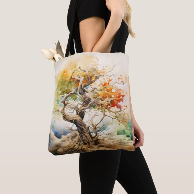 Abstract Tree Colors Tote Bag (Close Up)