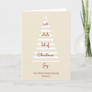 Abstract Tree Cream Burgundy White Christmas Holiday Card
