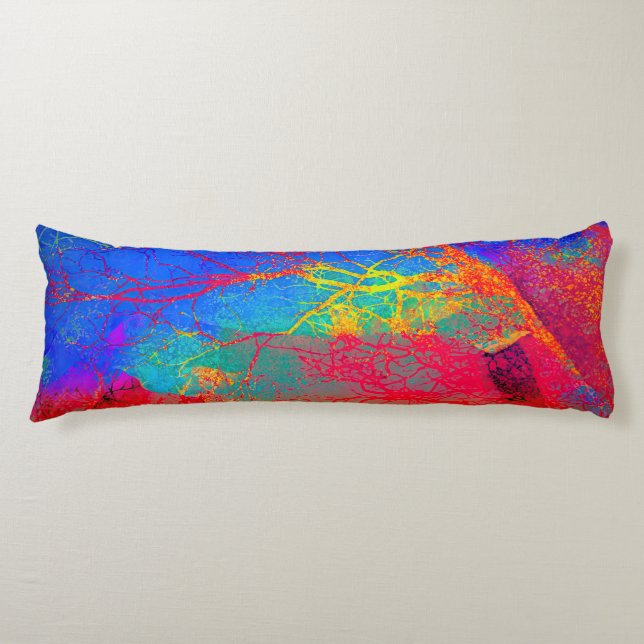 Abstract Tree Design in Red And Blue Body Pillow (Front)