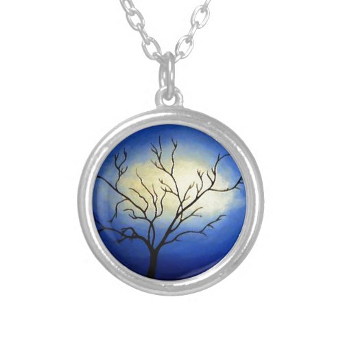 Abstract Tree _ Modern Art Silver Plated Necklace