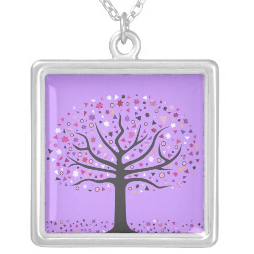 ABSTRACT TREE OF LIFE Silver Pendant Necklace