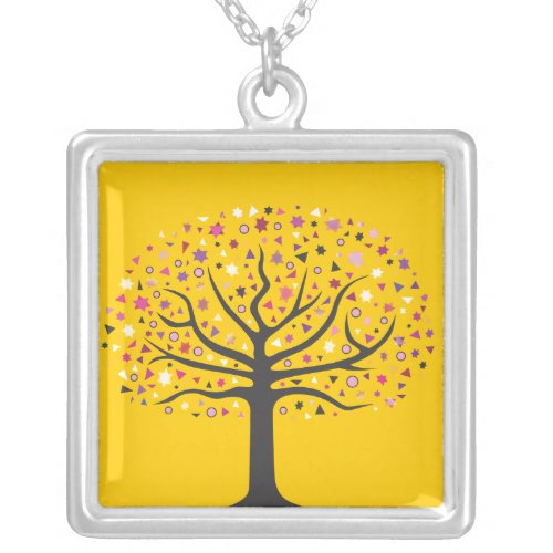 ABSTRACT TREE OF LIFE Silver Pendant Necklace