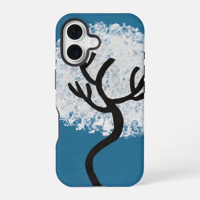 Abstract Tree on Blue Background Iphone Case (Back)