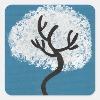 Abstract Tree on Blue Background Square Sticker