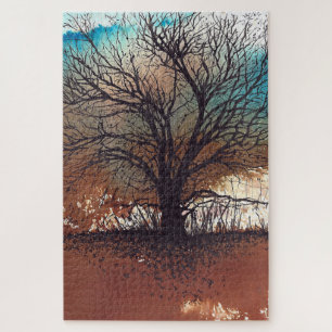 Abstract Tree Painting Ink Watercolor Jigsaw Puzzle
