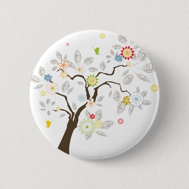 Abstract Tree Pinback Button (Front)
