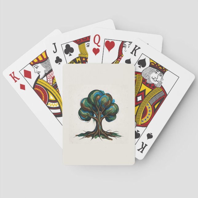 Abstract tree playful art poker cards (Back)