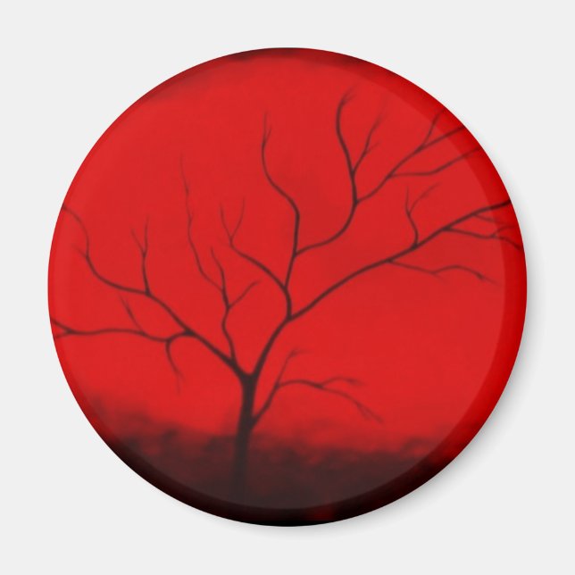 Abstract Tree & Red Sky Original Abstract Art Deco Magnet (Front)