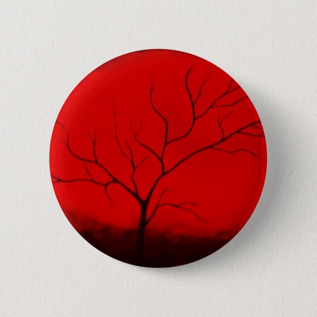 Abstract Tree & Red Sky Original Abstract Art Deco Pinback Button (Front)