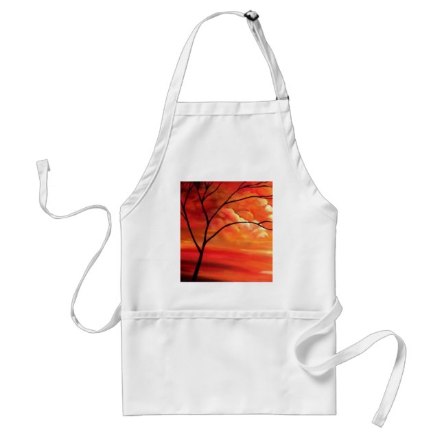 Abstract Tree & Red Sunset Adult Apron (Front)