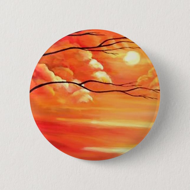 Abstract Tree & Red Sunset Button (Front)