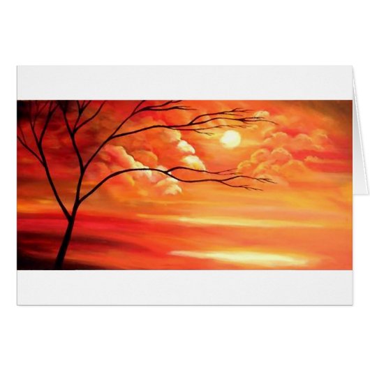 Abstract Tree & Red Sunset Cards (Front Horizontal)