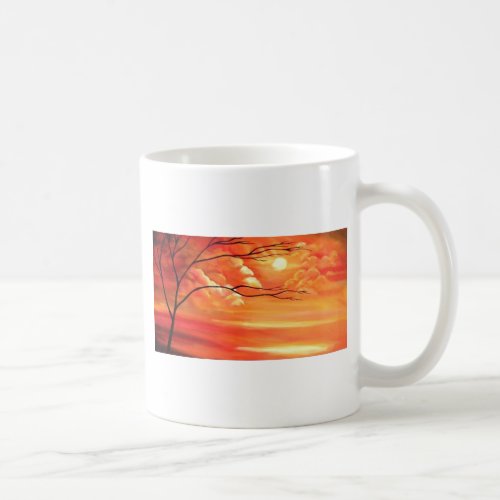 Abstract Tree  Red Sunset Coffee Mug