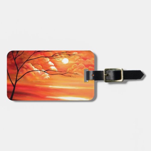 Abstract Tree  Red Sunset Luggage Tag