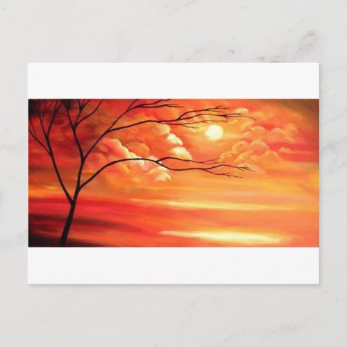 Abstract Tree  Red Sunset Postcard