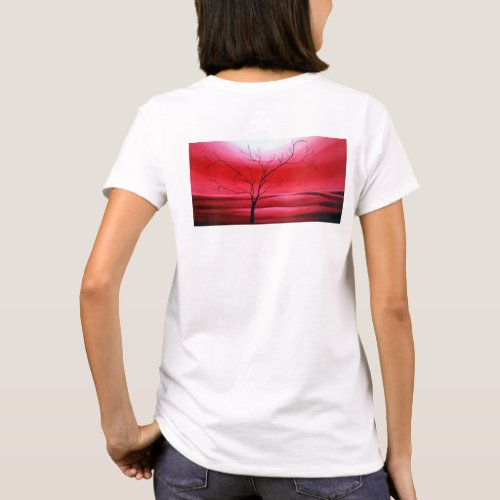 Abstract Tree Red White Elegant Modern Template T_Shirt