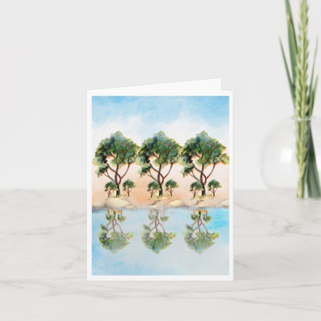 Abstract Tree Reflections Landscape Note Card (Front)